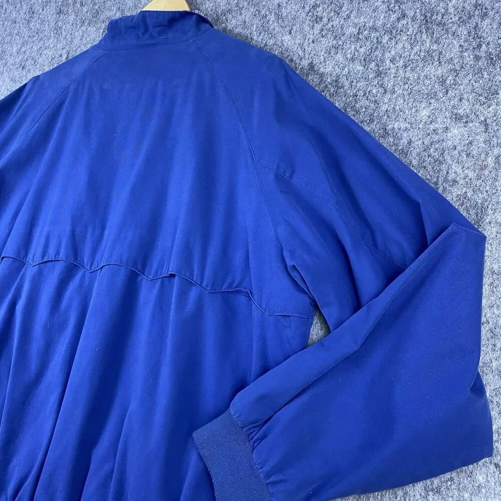 Vtg US Open Men's Harrington Jacket Golf Collection Blue Plaid Lined Zip Up Sz L